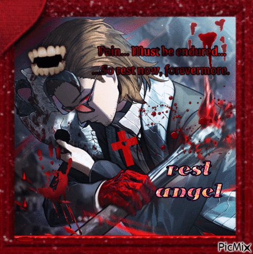 A Picture Of A Vampire With The Words Pain Must Be Endured On It GIF