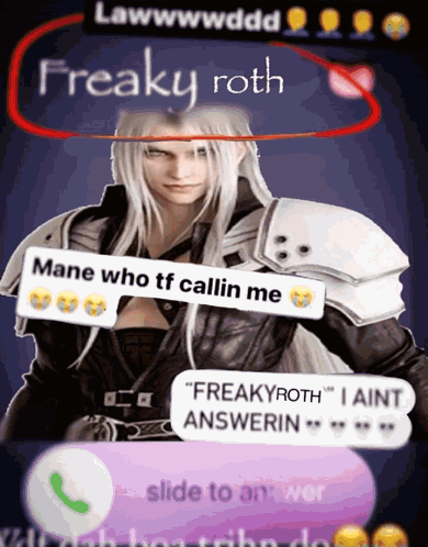 A Picture Of A Video Game Character With The Name Freaky Roth On The Top GIF