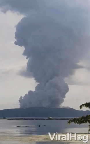 A Picture Of A Volcano With The Words Viralhog On The Bottom GIF