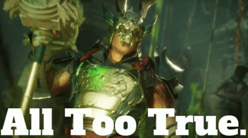 A Picture Of A Warrior With The Words All Too True On The Bottom GIF