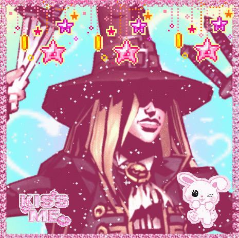 A Picture Of A Witch With The Words Kiss Me Written On It GIF