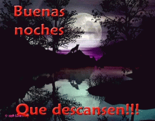 A Picture Of A Wolf Howling At The Moon Says Buenas Noches GIF
