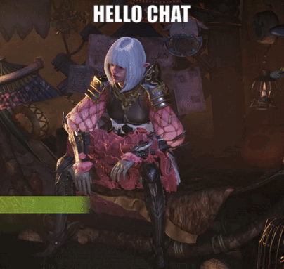 A Picture Of A Woman And A Squirrel With The Words Hello Chat On The Bottom GIF