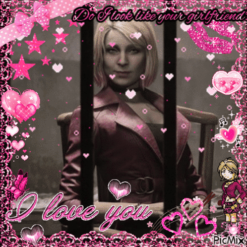 a picture of a woman behind bars with the words i love you