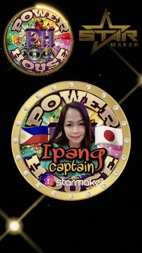 A Picture Of A Woman In A Circle That Says ' Ipang Captain ' On It GIF