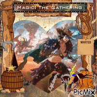A Picture Of A Woman Riding A Horse With The Words Magic The Gathering On Top GIF
