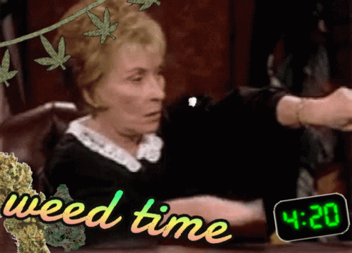 A Picture Of A Woman Sitting At A Table With 4:20 On The Clock GIF