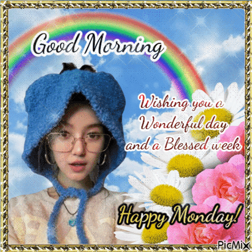 A Picture Of A Woman Wishing You A Wonderful Day And A Blessed Week On Monday GIF