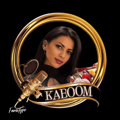 A Picture Of A Woman With A Microphone And The Words Kaboom Cocoap Quee GIF