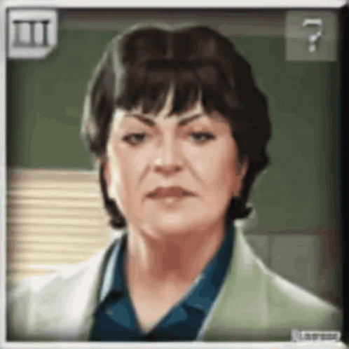 A Picture Of A Woman With A Question Mark On The Bottom Right GIF