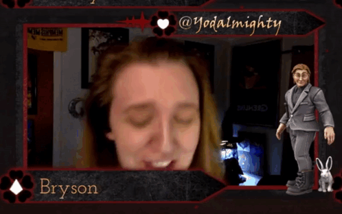 A Picture Of A Woman With The Name Bryson In The Corner GIF
