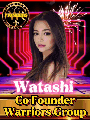 A Picture Of A Woman With The Name Watashi On It GIF