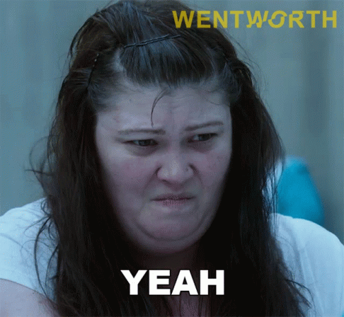 A Picture Of A Woman With The Word Yeah Written On It GIF