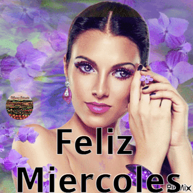 A Picture Of A Woman With The Words Feliz Miercoles GIF