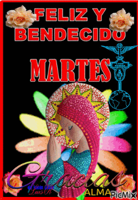 A Picture Of A Woman With The Words Feliz Y Bendecido Martes GIF
