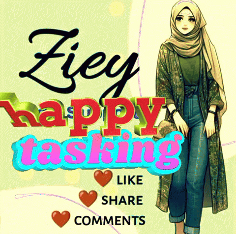 A Picture Of A Woman With The Words Fiey Happy Tasking On It GIF