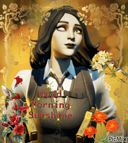A Picture Of A Woman With The Words Good Morning Sunshine GIF