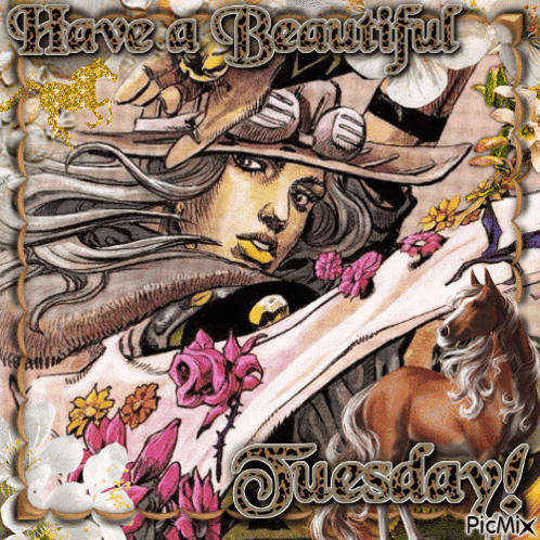 a picture of a woman with the words have a beautiful tuesday on the bottom