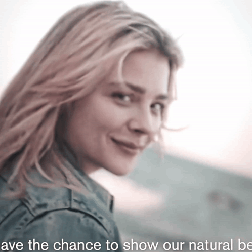 A Picture Of A Woman With The Words " Have The Chance To Show Our Natural Be " GIF