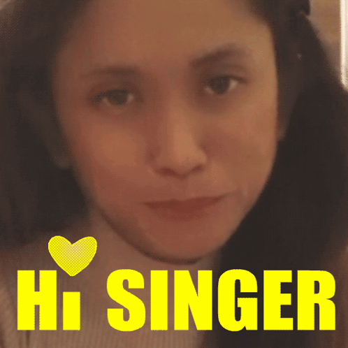 A Picture Of A Woman With The Words Hi Singer In Yellow GIF