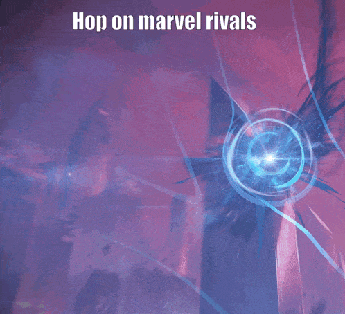 A Picture Of A Woman With The Words Hop On Marvel Rivals GIF