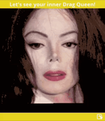 A Picture Of A Woman With The Words " Let 'S See Your Inner Drag Queen " On The Bottom GIF