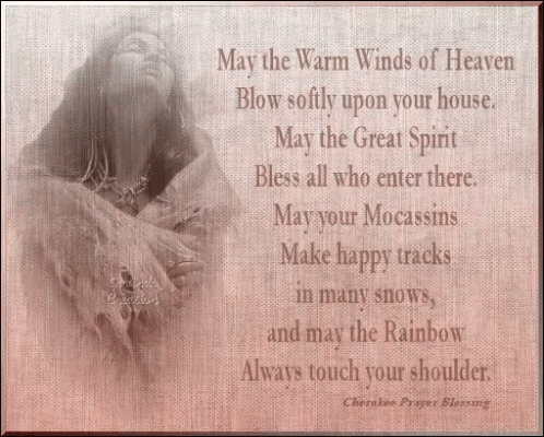 A Picture Of A Woman With The Words May The Warm Winds Of Heaven Blow Softly Upon Your House On It GIF