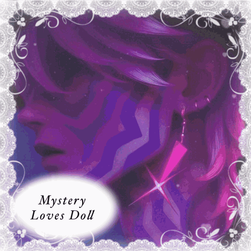 A Picture Of A Woman With The Words Mystery Loves Doll Below It GIF