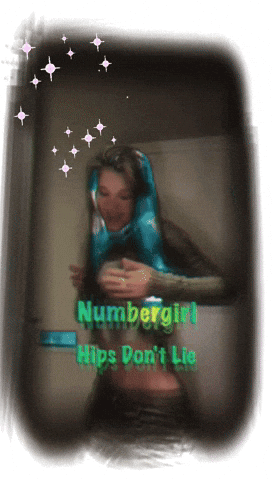 A Picture Of A Woman With The Words Numbergirl Hips Don 'T Lie On It GIF