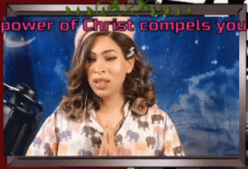 A Picture Of A Woman With The Words Power Of Christ Compels You On The Bottom GIF