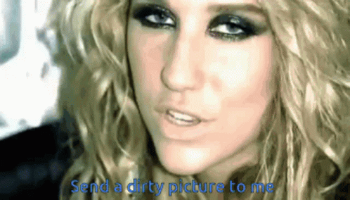 A Picture Of A Woman With The Words Send A Dirty Picture To Me Below It GIF