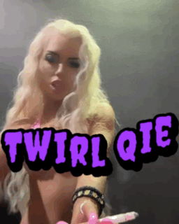 A Picture Of A Woman With The Words Twirl Qie GIF