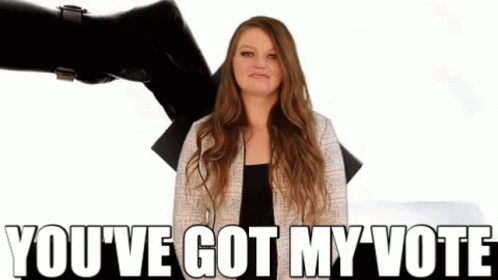 A Picture Of A Woman With The Words " You 'Ve Got My Vote " GIF