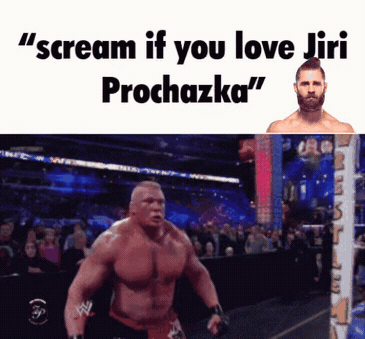 A Picture Of A Wrestling Match With The Caption " Scream If You Love Jiri " GIF