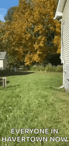 A Picture Of A Yard With The Words Everyone In Havertown Now At The Bottom GIF
