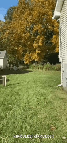 A Picture Of A Yard With The Words Kirkules Kirkules On It GIF
