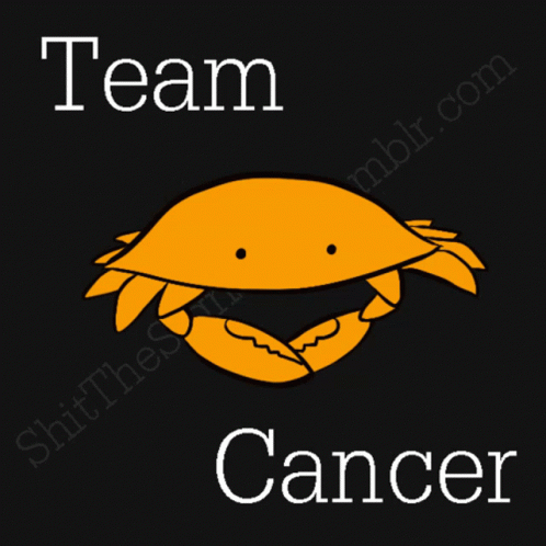 A Picture Of A Yellow Crab With The Words " Team Cancer " Below It GIF