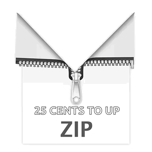 A Picture Of A Zipper With The Words 25 Cents To Up Zip On It GIF