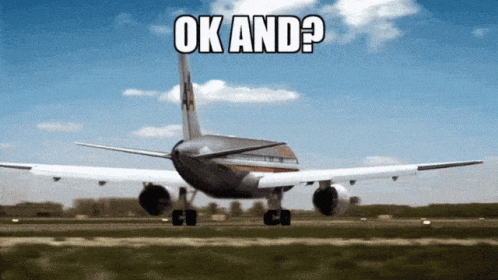 A Picture Of An Airplane With The Words Ok And Written Below It GIF