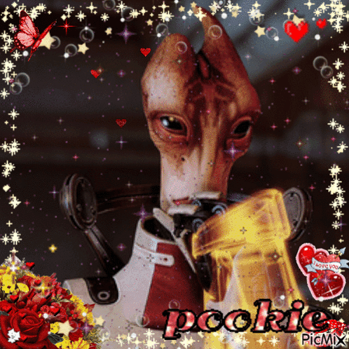 A Picture Of An Alien With The Word Pookie In The Middle GIF