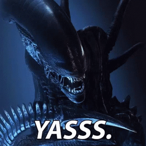 A Picture Of An Alien With The Word Yasss Written Below It GIF
