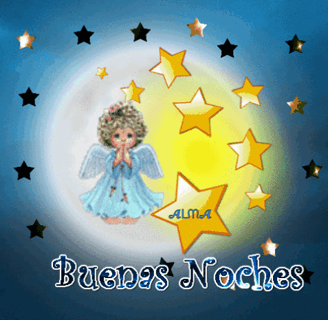 A Picture Of An Angel With The Words " Buenas Noches " On It GIF