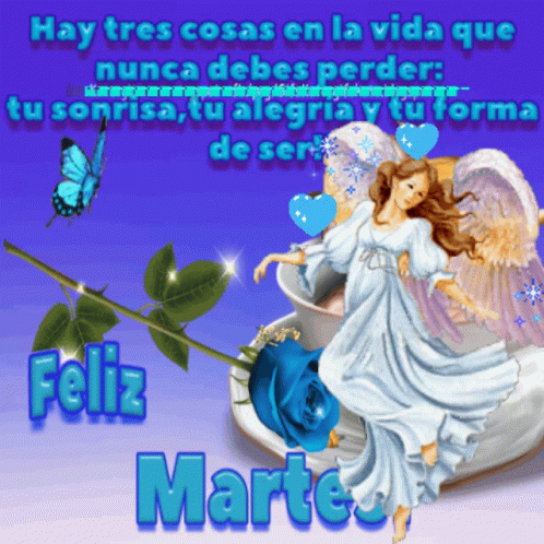 A Picture Of An Angel With The Words Feliz Martes Written Below It GIF