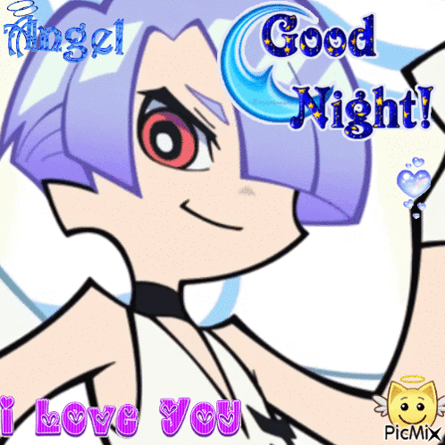 A Picture Of An Angel With The Words Good Night I Love You On It GIF