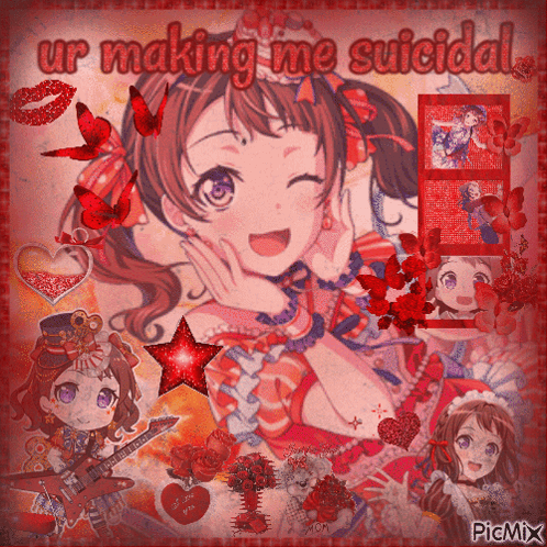 A Picture Of An Anime Girl With The Words Ur Making Me Suicidal GIF