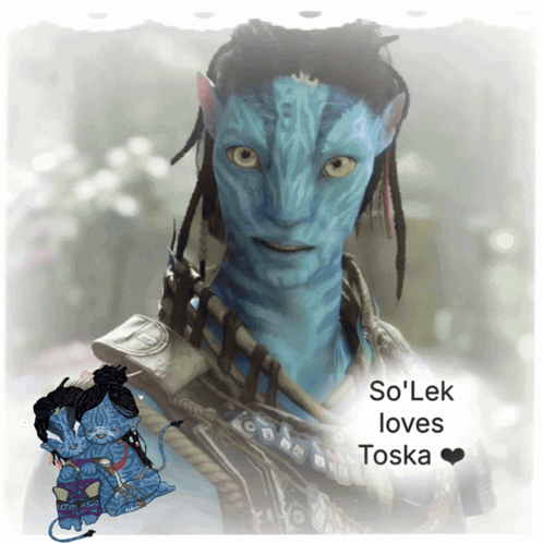 A Picture Of An Avatar With The Words So 'Lek Loves Toska Below It GIF
