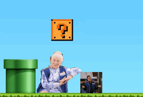 A Picture Of An Elderly Woman And A Cloud9 Logo GIF