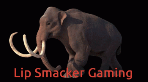 A Picture Of An Elephant With The Words " Lip Smacker Gaming " Underneath It GIF