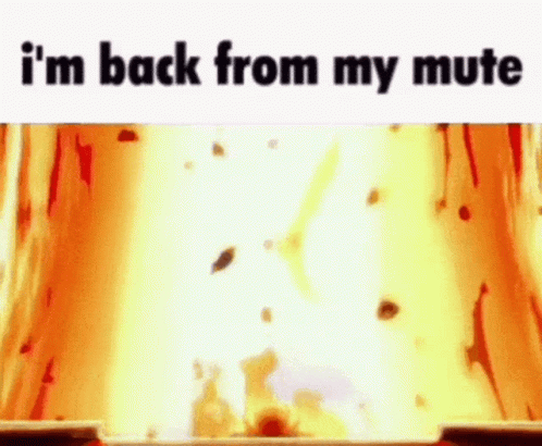 a picture of an explosion with the words " i 'm back from my mute "