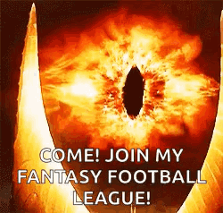 A Picture Of An Eye With The Words Come Join My Fantasy Football League Written On It . GIF